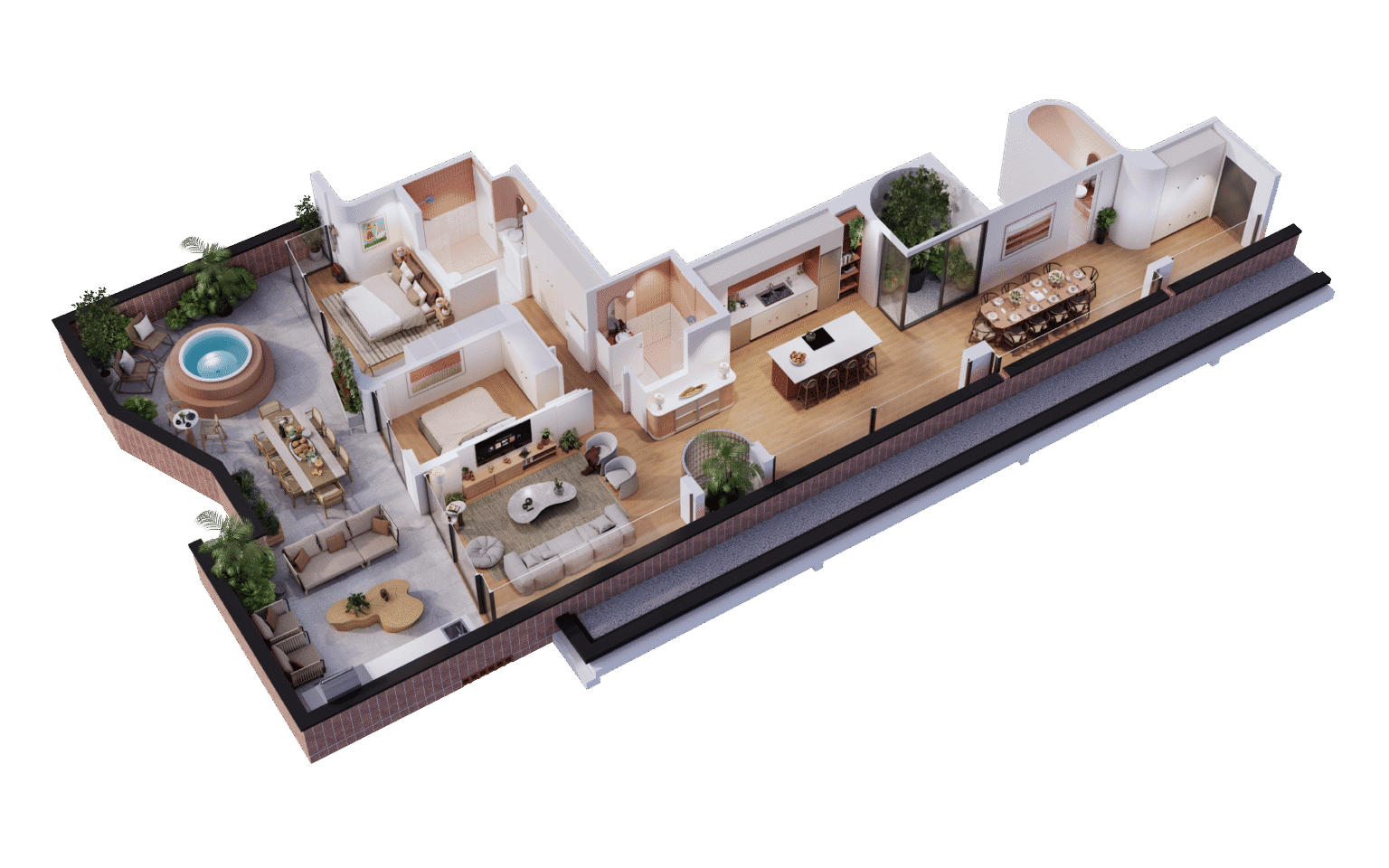 Penthouse – 3D-Grundriss